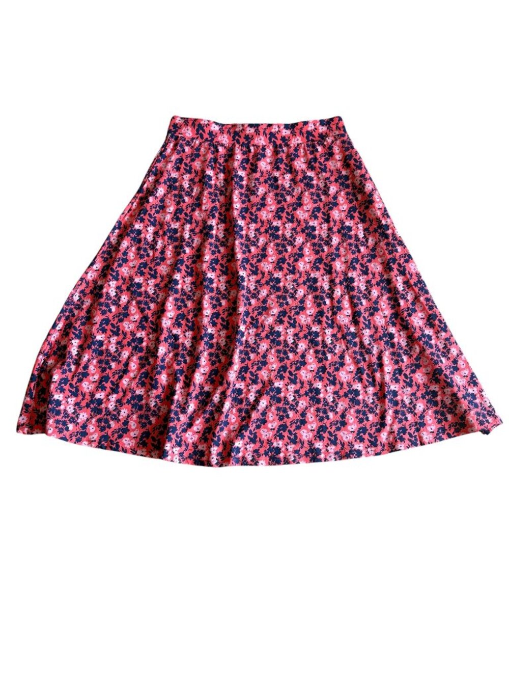 Pact Organic Cotton sweet floral cayenne red A-line knit midi Skirt XL